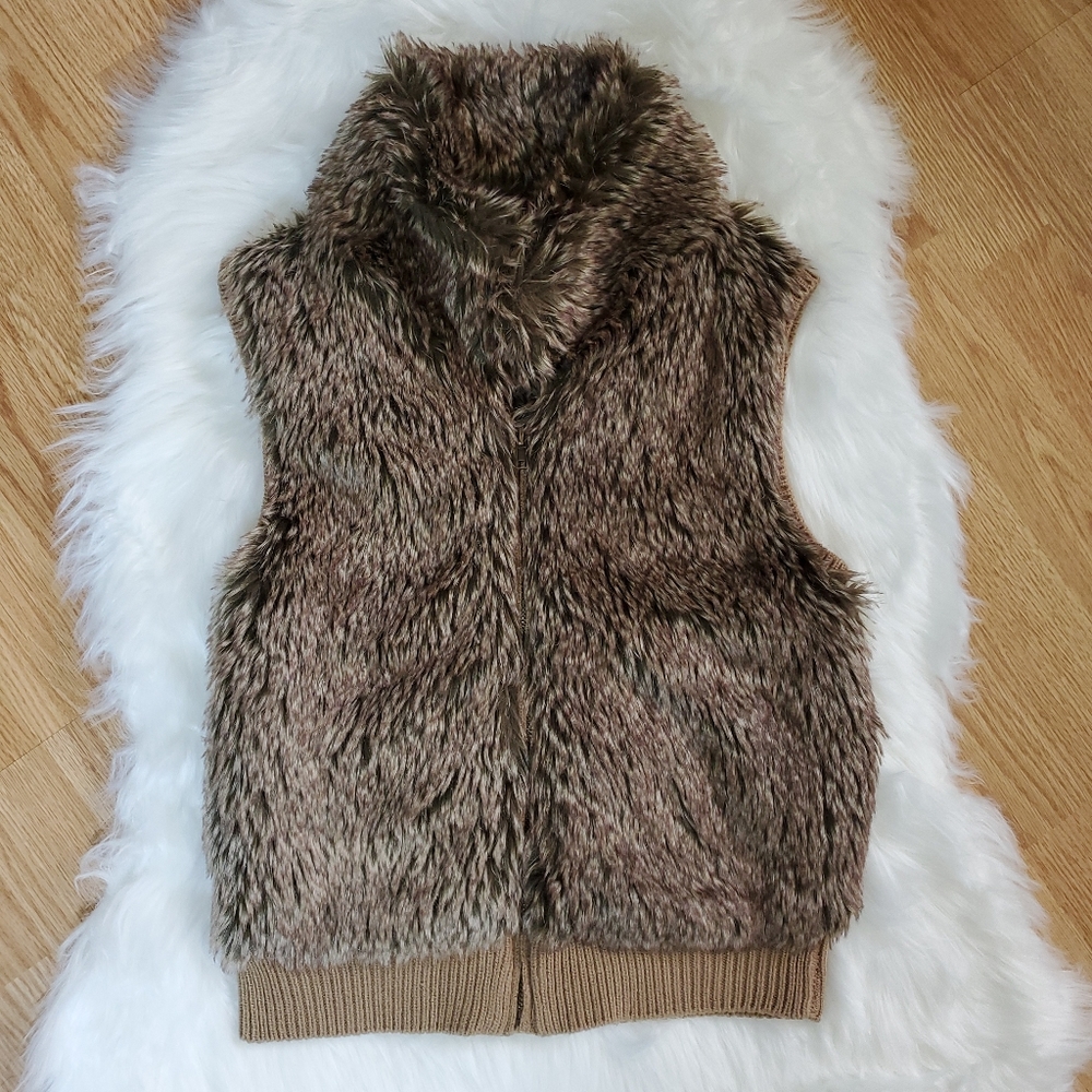 Red Camel Brown Faux Fur Vest